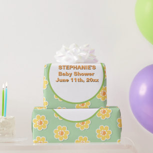Spring Daisies on Pastel Sage Green Wrapping Paper