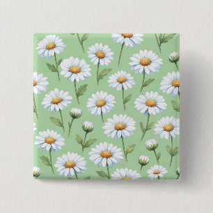 Spring daisies pattern 2 inch square button