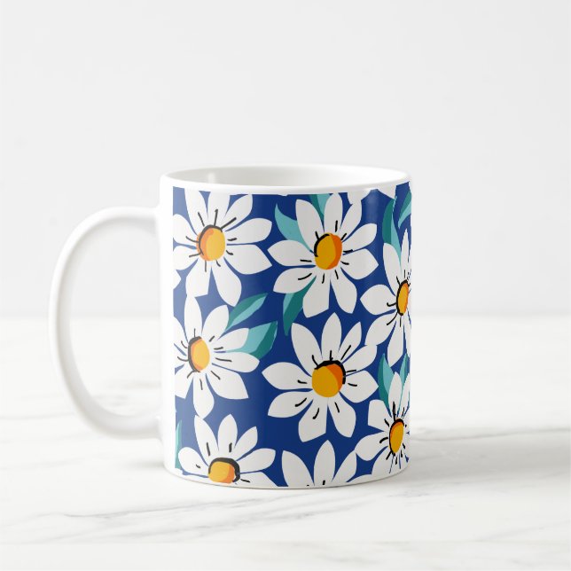 Spring daisies: trendy floral pattern. coffee mug (Left)