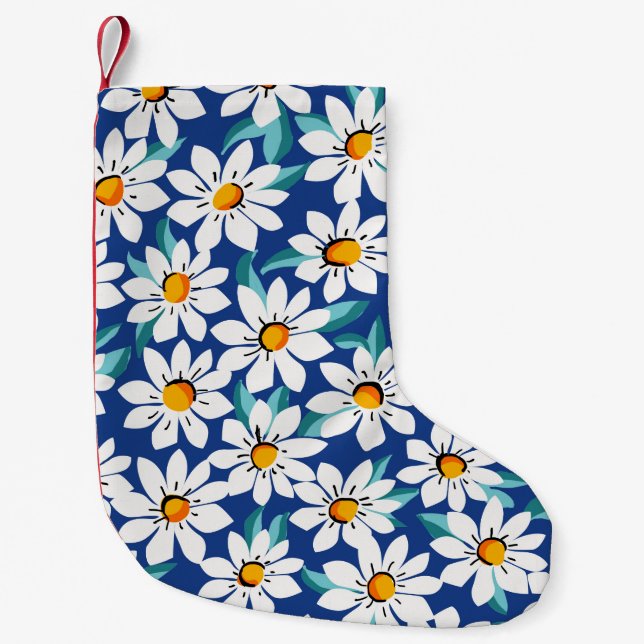 Spring daisies: trendy floral pattern. small christmas stocking (Front)