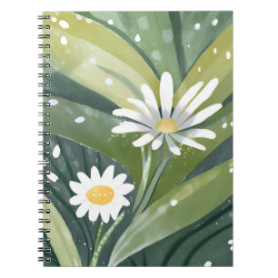 Spring Daisies Watercolor White Floral Notebook
