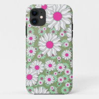 Spring Daisies White Pink Green