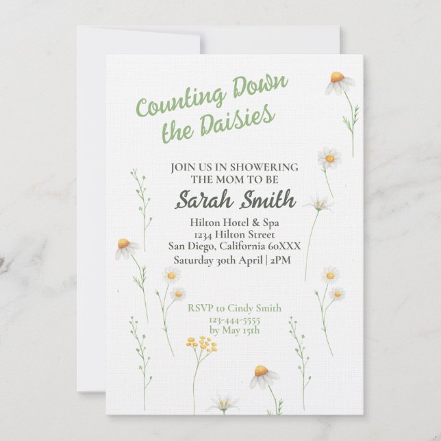 Spring Daisy Baby Shower Invite (Front)