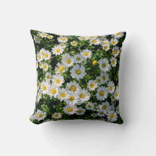 Spring Daisy Field: Serene Background Throw Pillow