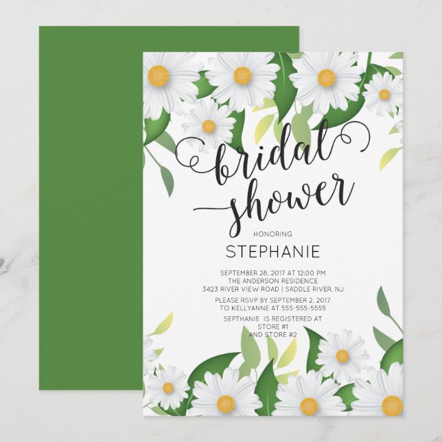 Spring Daisy Flowers Bridal Shower Invitation (Front/Back)