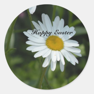 Spring Daisy Happy Easter Classic Round Sticker