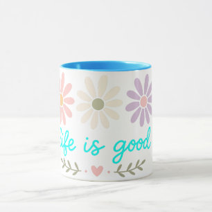 Spring Daisy Mug, Boho Pastel Flower Coffee Cup, L Mug
