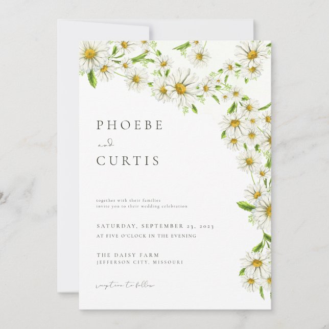 Spring Daisy Wedding Invitation Floral Summer  (Front)