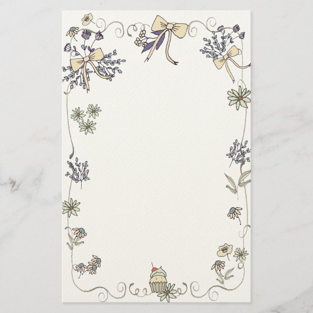 Spring Daisy Whimsy Stationery (Front)