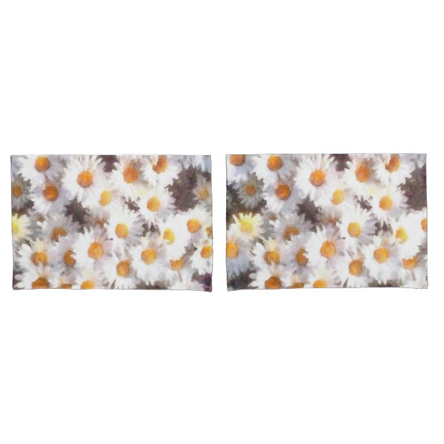Spring Daisy Wildflower Watercolor Pillowcase (Front-Set)
