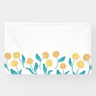 Spring Dandelion Flowers and Leaves Design Banner
