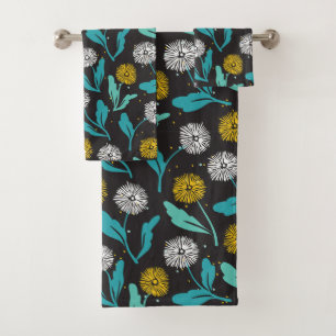 Spring Dandelion Flowers and Leaves Design Bath Towel Set