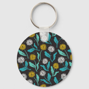 Spring Dandelion Flowers and Leaves Design Keychain
