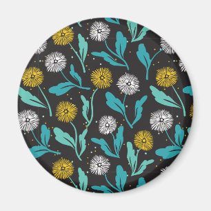 Spring Dandelion Flowers and Leaves Design Magnet