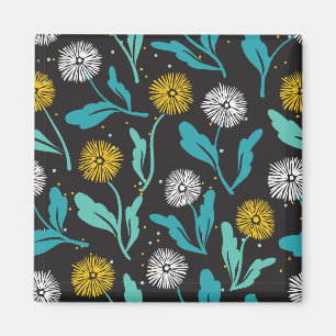 Spring Dandelion Flowers and Leaves Design Magnet