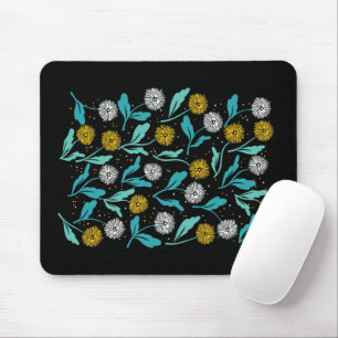Spring Dandelion Flowers and Leaves Design Mouse Pad