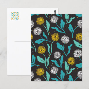 Spring Dandelion Flowers and Leaves Design Postcard