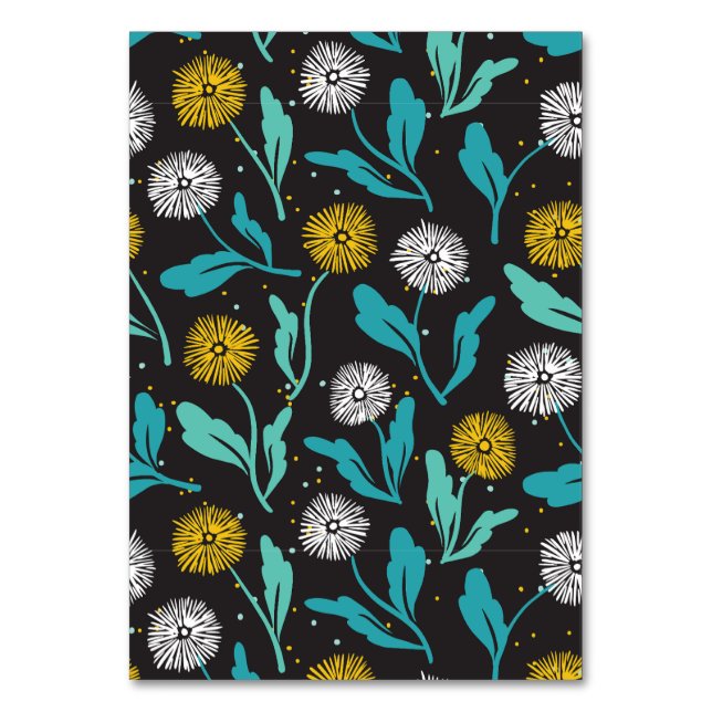 Spring Dandelion Flowers and Leaves Design Table Number (Front)