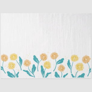 Spring Dandelion Flowers and Leaves Design Tissue Paper