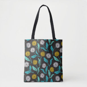 Spring Dandelion Flowers and Leaves Design Tote Bag