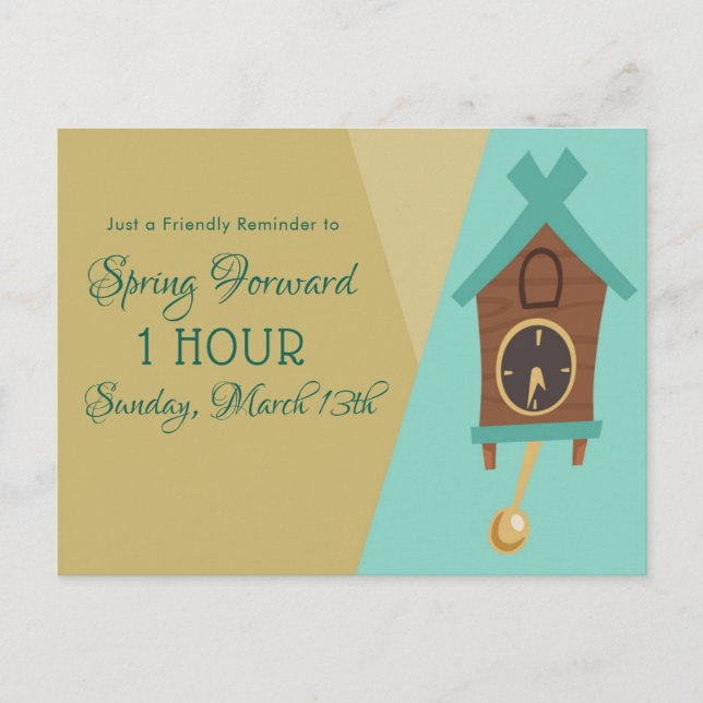 Spring Daylight Saving Time Change Reminder Postcard (Front)