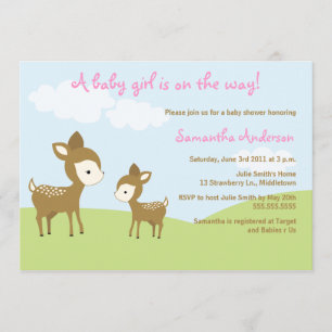 Spring Deer and Fawn Baby Shower Invite - Girl