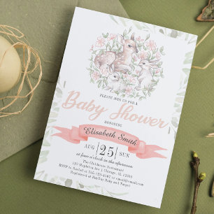Spring Deer Bunny Baby Shower Invitation