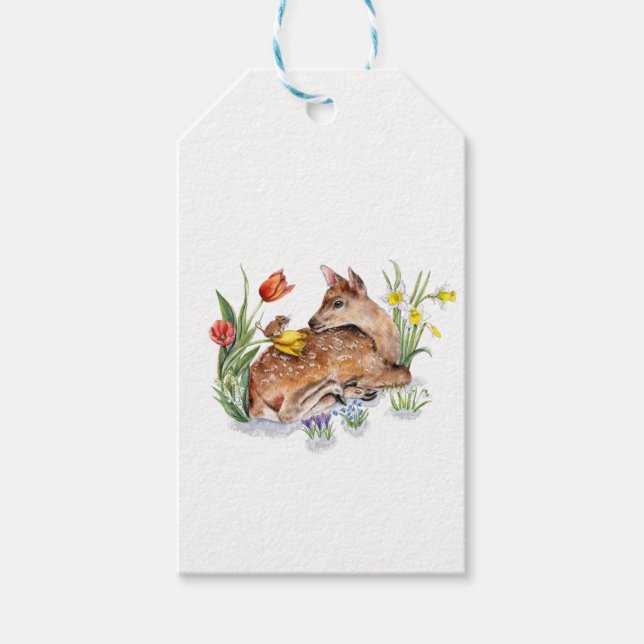 Spring Deer Gift Tags (Front)