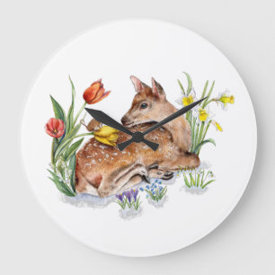 Spring Deer Large Clock