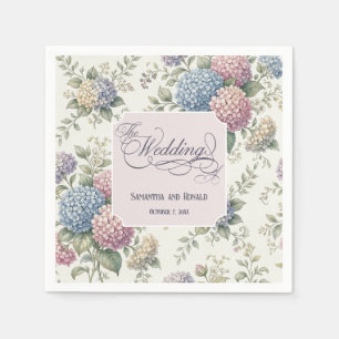 Spring Delicate Hydrangea Flowers Wedding Napkin