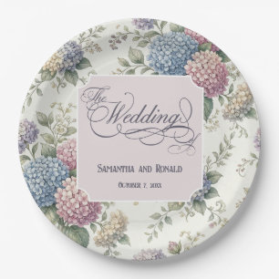 Spring Delicate Hydrangea Flowers Wedding Paper Plate