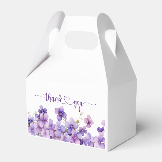 Spring Delicate Violet Flowers Baby Shower Favor Box (Front Side)