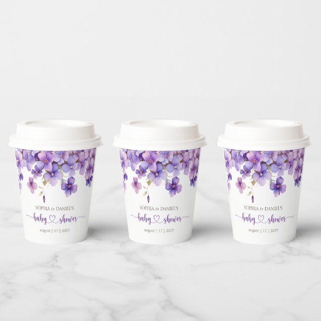 Spring Delicate Violet Flowers Baby Shower Paper Cups (Multi)