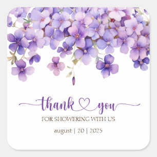 Spring Delicate Violet Flowers Thank You Square Sticker