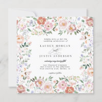 Spring Ditsy Blush Floral Square Wedding
