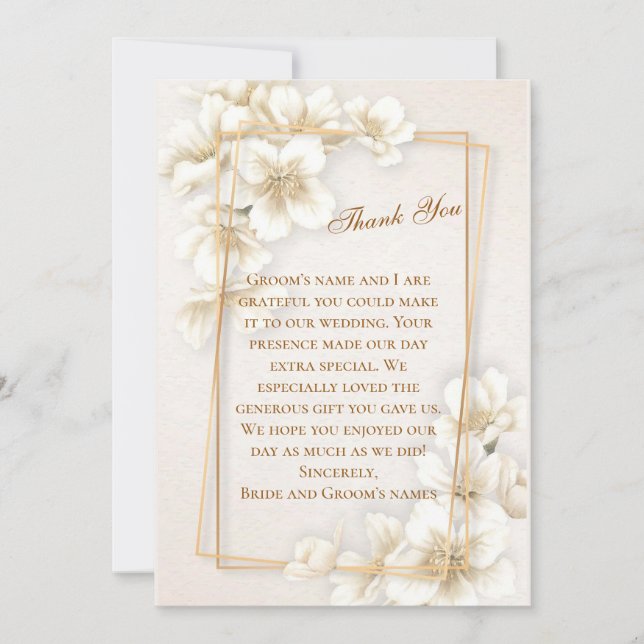 Spring Dogwood Flower Wedding Thank You Card  (Front)