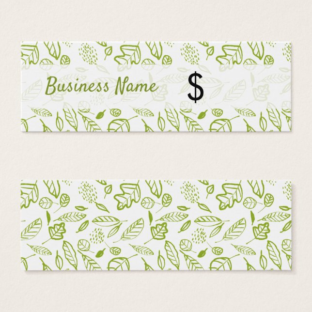 Spring Doodle Fresh Green Leaves Price Tag (Front & Back)