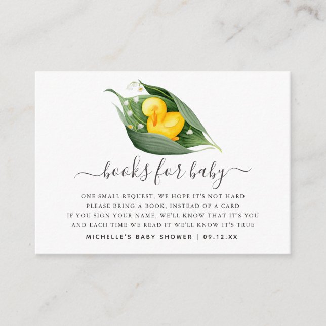 Spring Duckling Baby Shower Book Request Enclosure Card (Front)