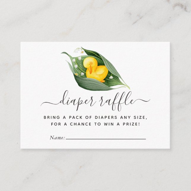 Spring Duckling Baby Shower Diaper Raffle Enclosure Card (Front)