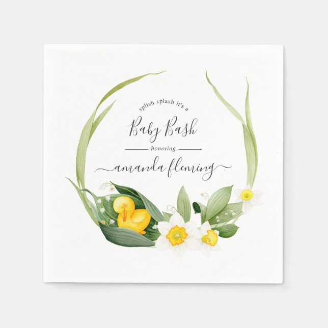 Spring Duckling Splish Splash Baby Shower Napkin (Front)