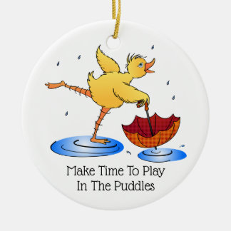 Spring Ducks Singing and Dancing in the Rain!! Ceramic Ornament