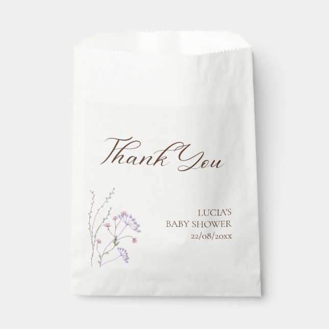 Spring Dusty Wildflowers Calligraphy Favour Bag (Front)