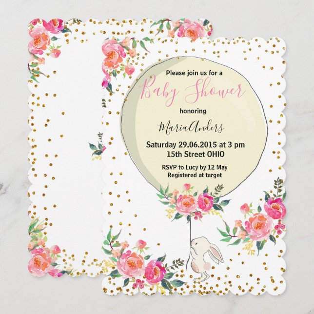 Spring Easter Baby shower invitation (Front/Back)