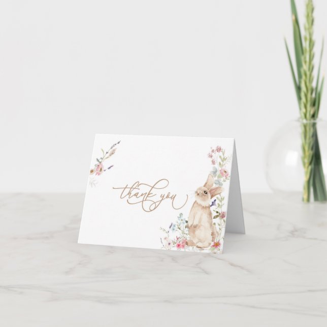 Spring Easter Bunny Baby Shower Thank You Card (Front)