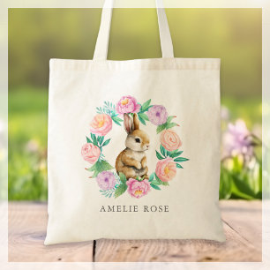 Spring Easter Bunny Egg Hunt Personalized Tote Bag