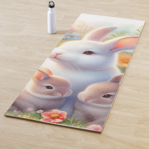 Spring Easter Bunny Family Floral Garden Yoga Mat