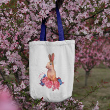 Spring Easter Bunny | Personalized Tote Bag
