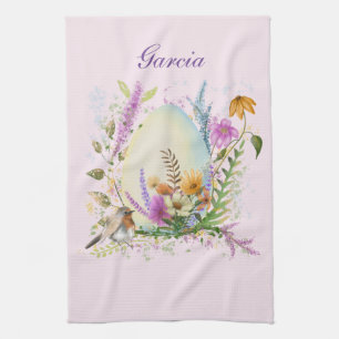 Spring Easter Egg Bird Flowers Floral Kitchen Towel