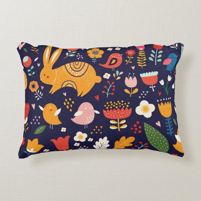 Spring Easter: flowers, bunnies collection Accent Pillow (Front)