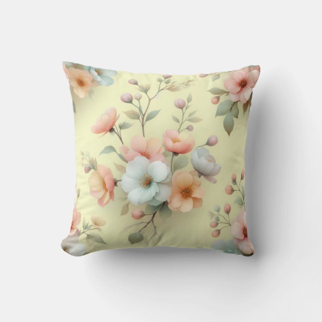 Spring Easter Flowers Throw Pillow (Front)